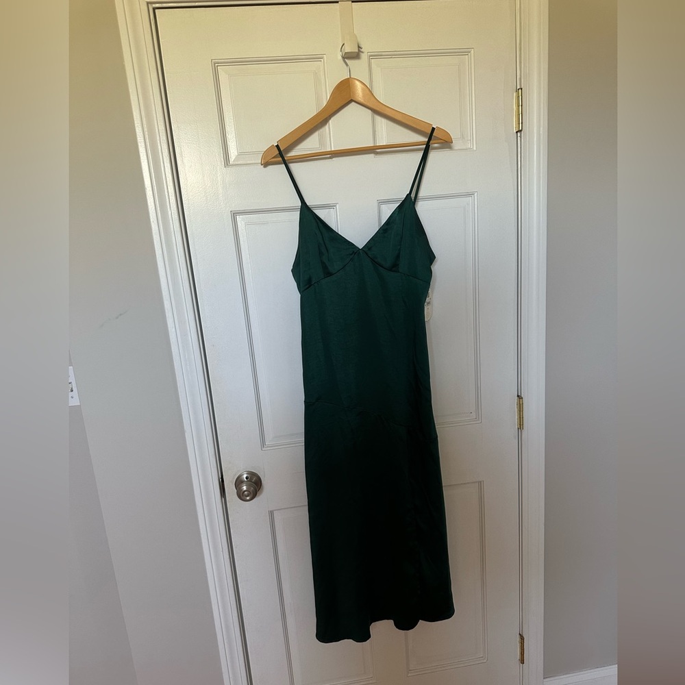 ALTARDSTATE SATIN GREEN MIDI DRESS NEW WITH TAGS